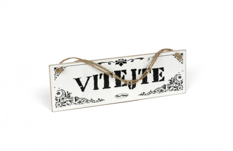 Cedule Vítejte 30x10cm dřevo s jut prová | Dekorace - Párty Cedule Vítejte 30x10cm dřevo s jut prová | Dekorace - Párty